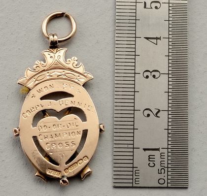 Border Rifles Kelso Gold Shooting Fob Medallion - Corporal J Bennie Do Or Die Champion Cross, Kings Own Scottish Borderers